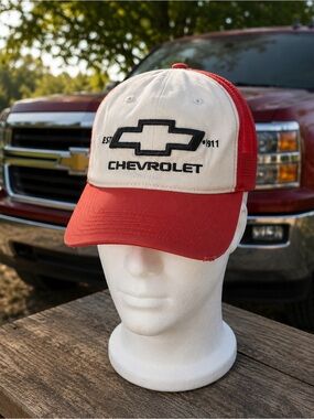 Chevrolet Orange and Cream Trucker Cap - Classic Bowtie Logo GM Embroidered